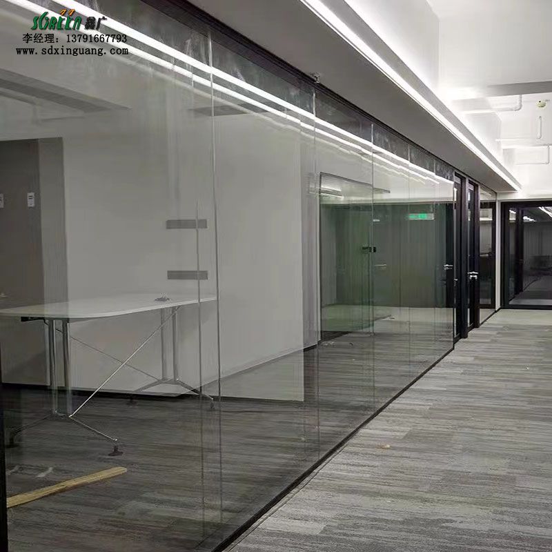 潍坊办公室玻璃隔断墙中空百叶透明钢化玻璃隔断