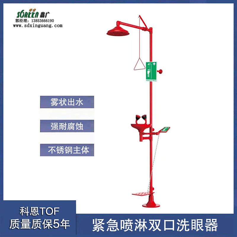 山东实验室用复合式双口304不锈钢紧急冲淋洗眼器
